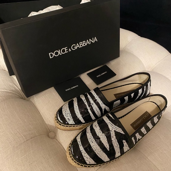 🎉HP!✨FLASH SALE!!!✨Dolce & Gabbana✨NEW!✨Leather Sequin Espadrille Loafer Shoes - Picture 4 of 10
